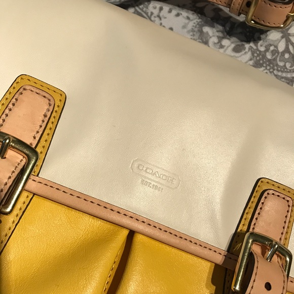 Coach Yellow and Cream Cross Body Satchel Bag - Picture 3 of 6